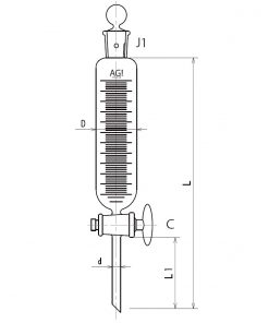 61-0186-84 Cylindrical Dropping Funnel Glass Cock 300mLã3728-300